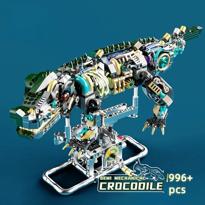 DIY Creative Mechanical Alligator Building Blocks Set Model Kit MOC Assembly Bricks Toys For Kids Birthday Christmas Gift​