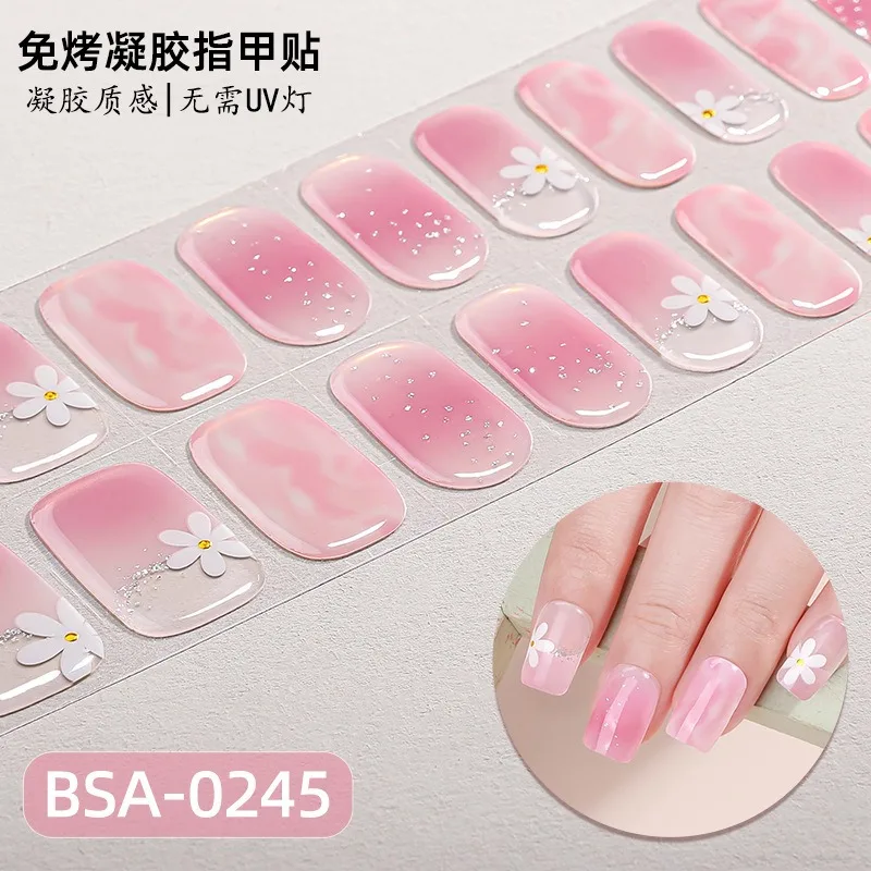 Ins Wind Butterfly Hot Gold Flower Nail Sticker, Gradual Halo Dye Semi Transparent Baking Free Gel Nail Sticker, DIY Available