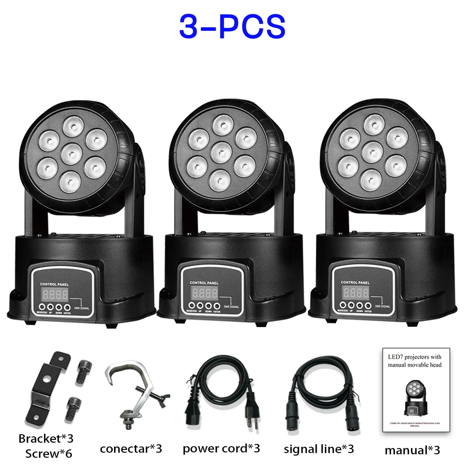 Hook-Style Moving Head Light, 7×10W RGBW LED Beam & Wash Stage DJ Light, 9/14-Channel DMX & Sound-Activated, Perfect for Parties