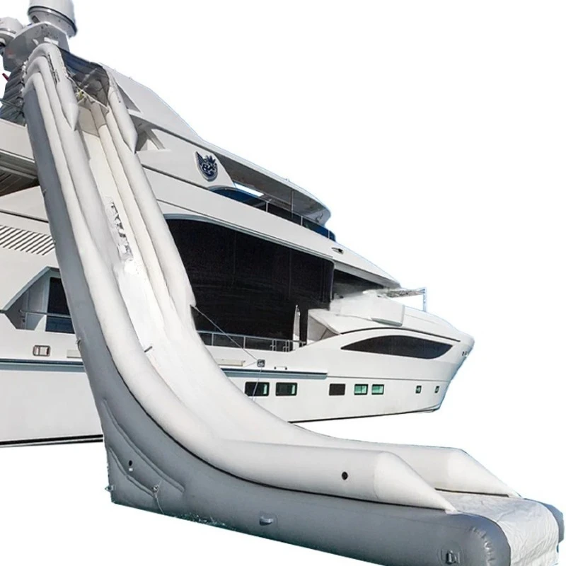Inflatable water yacht slide, sea pool with net, rest bar floating row