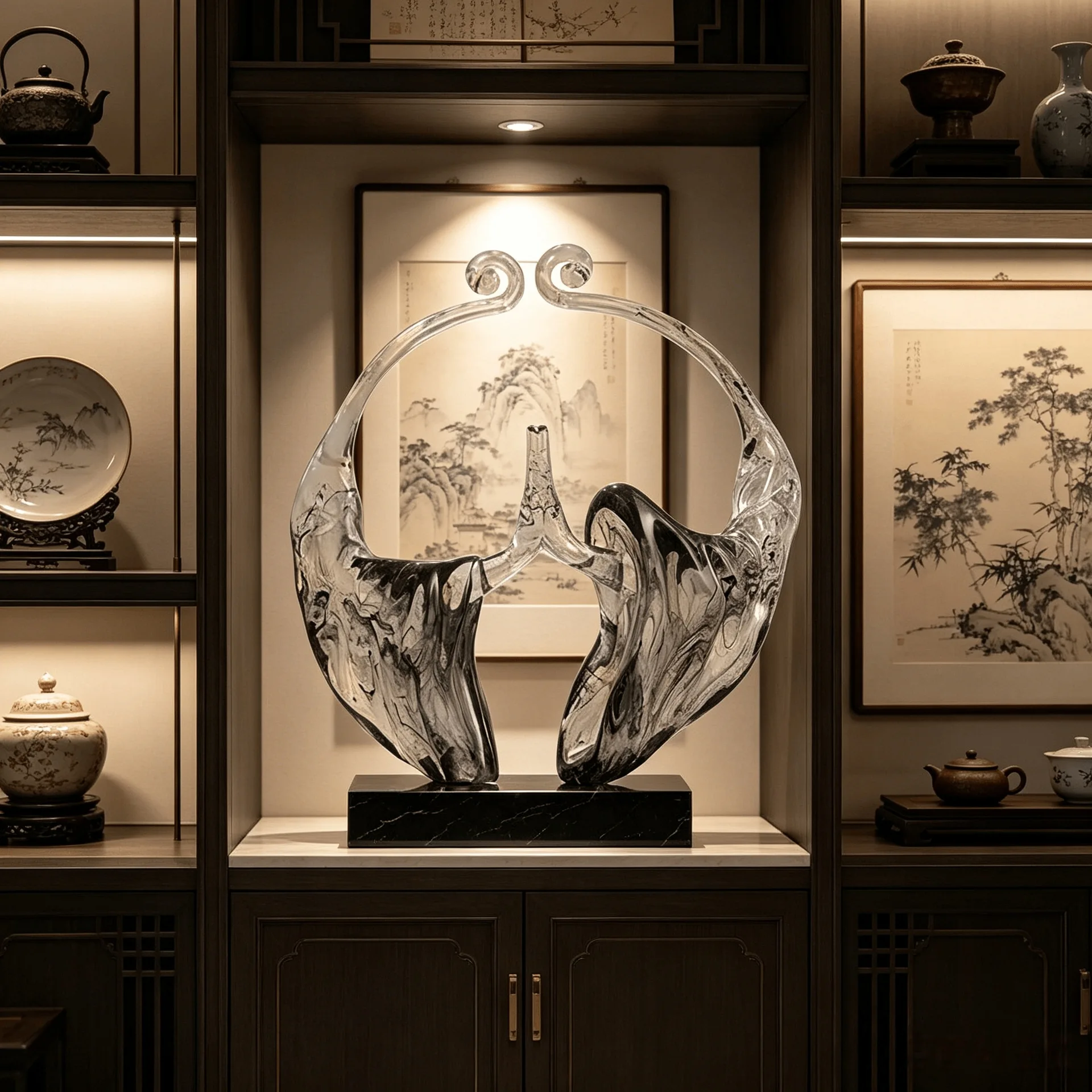DSA light luxury transparent Zen figure sculpture ornament Zen dance bergamot model room tea room office desktop decoration gift