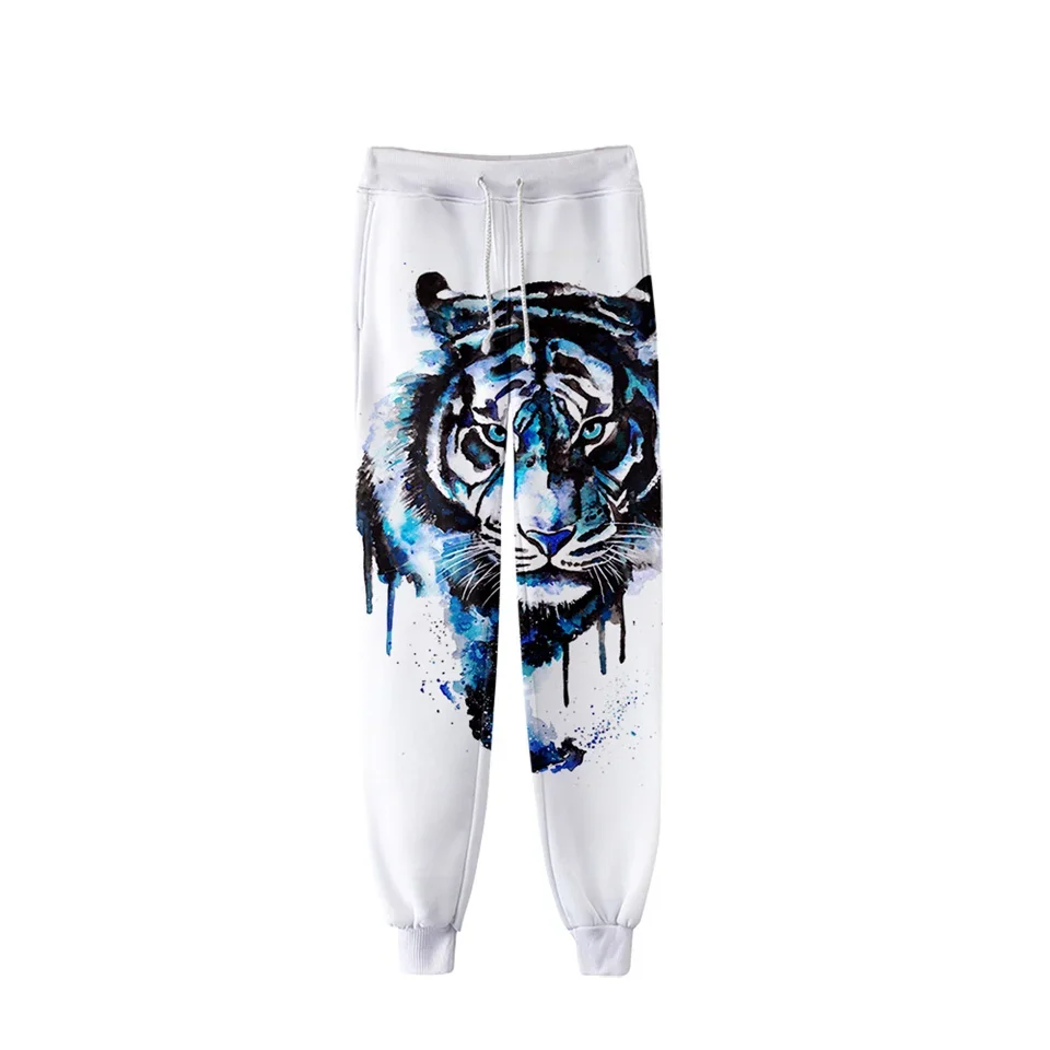 Men Tiger Striped Jogger Pants Realistic Animal Fur 3D Print Drawstring Elastic Cuff Sweatpants Loose Streetwear Casual Trousers