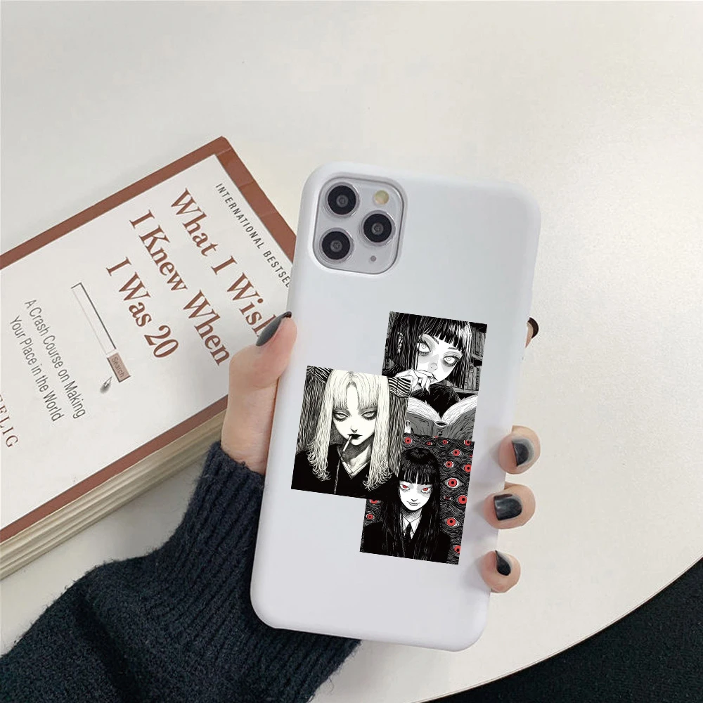 블랙 화이트 공포 스타일 소녀 만화 스티커, 어두운 그래피티 데칼, 여행 가방, 헬멧 노트북 방수 스티커 팩, 10 개, 30 개, 50 개