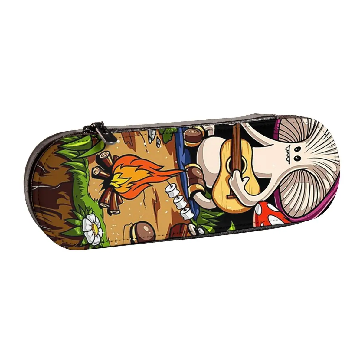 Hippie Magic Mushroom Leather Pencil Case Pen Holder Storage Stationery Supplies Pen Box Pencil Bag for Boys Girls School
