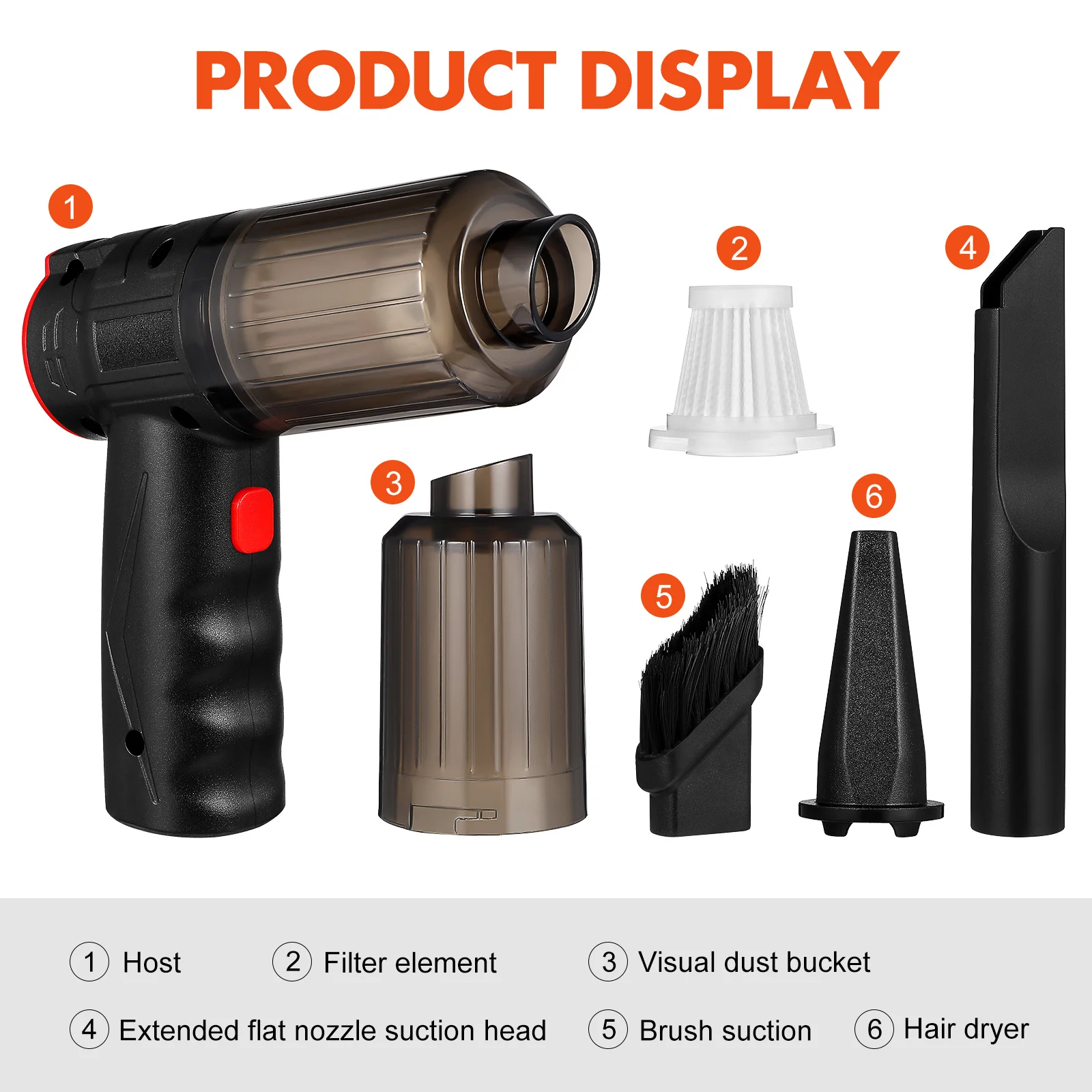 

1Set Car Vacuum Cleaner Cordless Handheld Portable High Power Brushless Motor Wireless Wet Dry Cleaning Dust Gravel Hair Removal