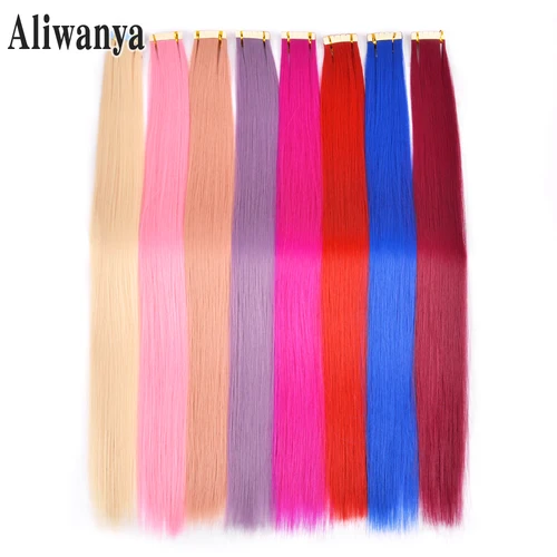 Imagen 1 del producto Cinta sintética en extensiones de cabello, Mini cinta de pelo liso, cinta adhesiva Invisible de color en extensión de cabello, 10 unidades por paquete