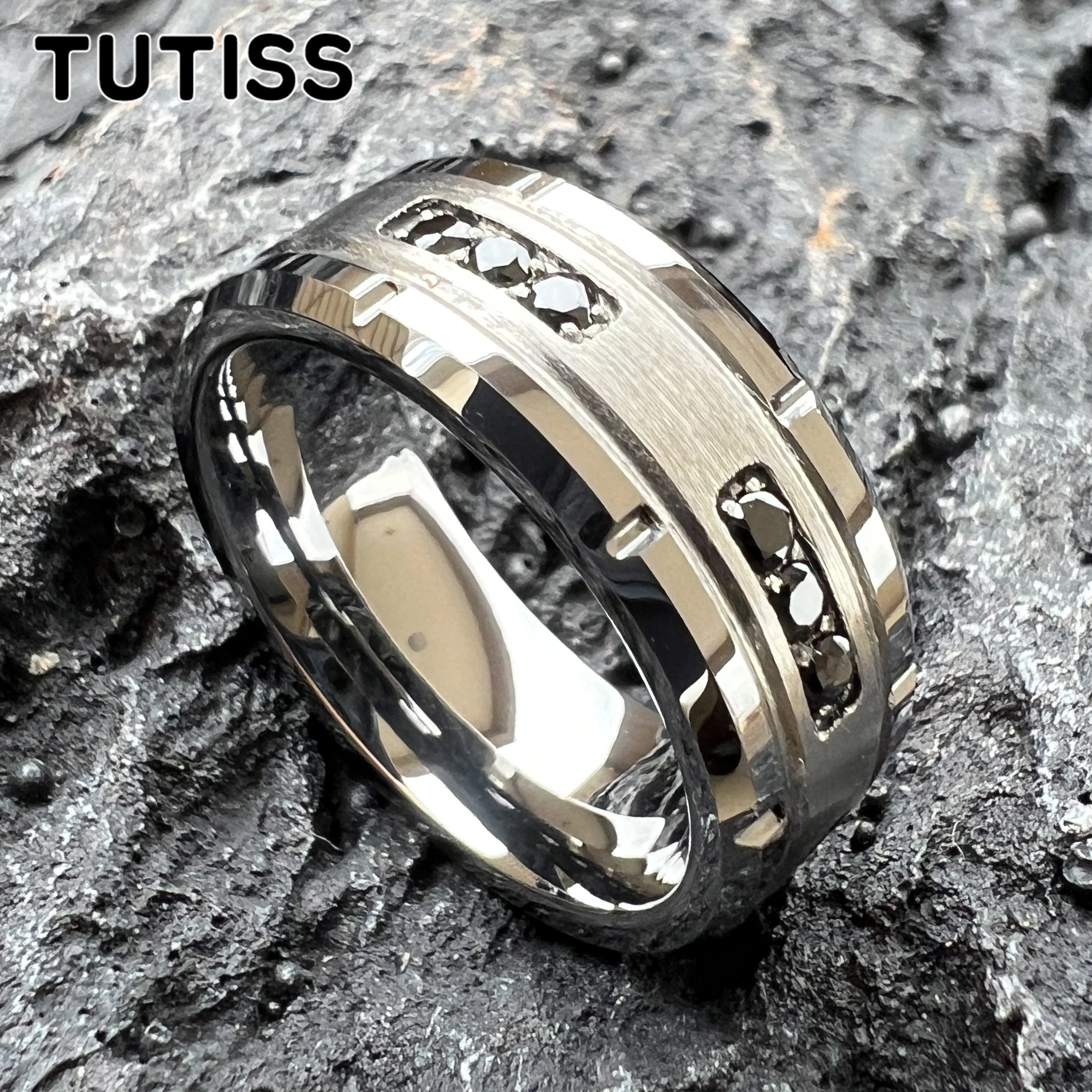 TUTISS 8mm Luxury Engagement Wedding Band Cool Men Women Tungsten Forever Ring Fashion Gift Jewelry