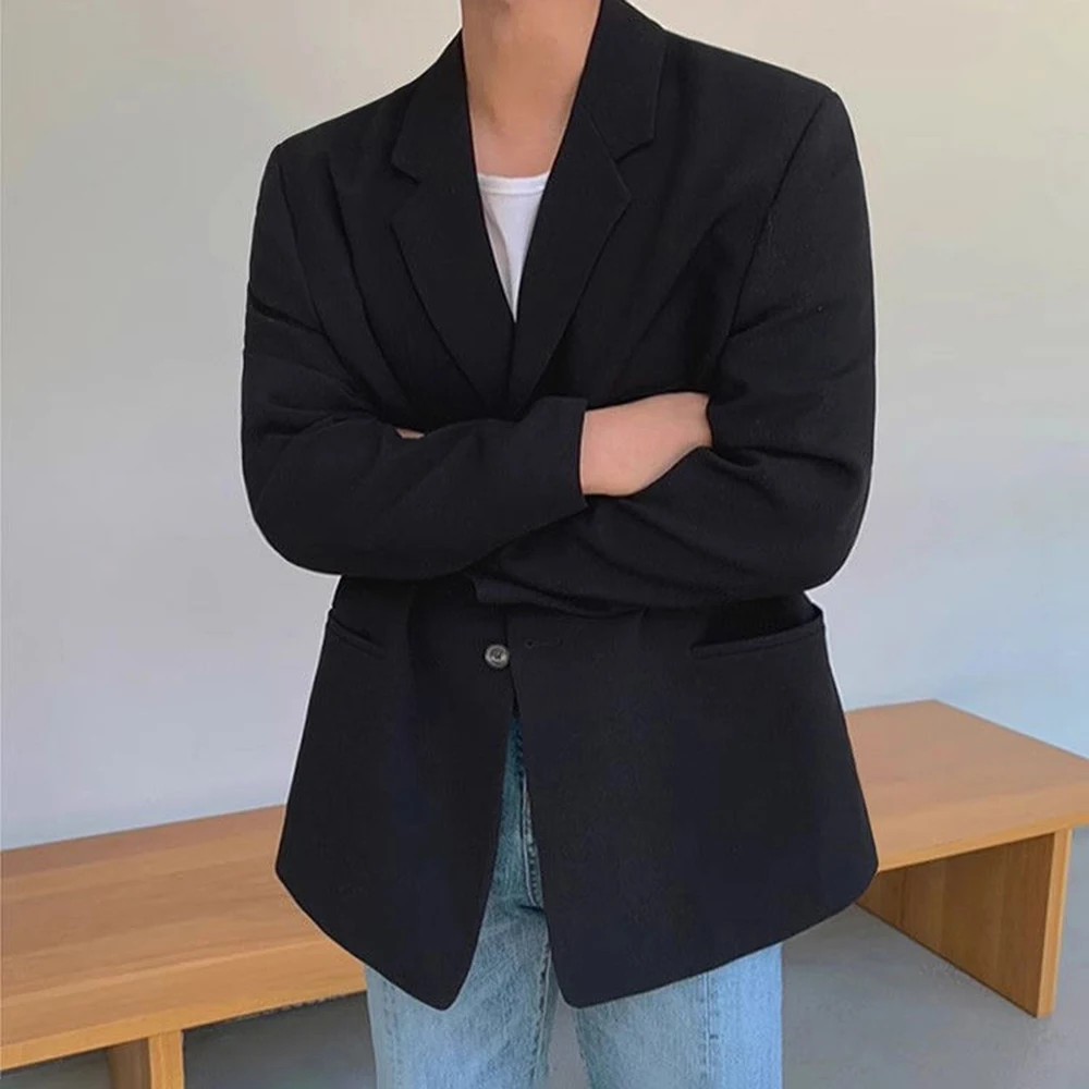 New Autumn And Winter Fashion Trend Loose Suits For Men Korean Style Solid Color High-End Elegant Handsome Casual Suit Jacket