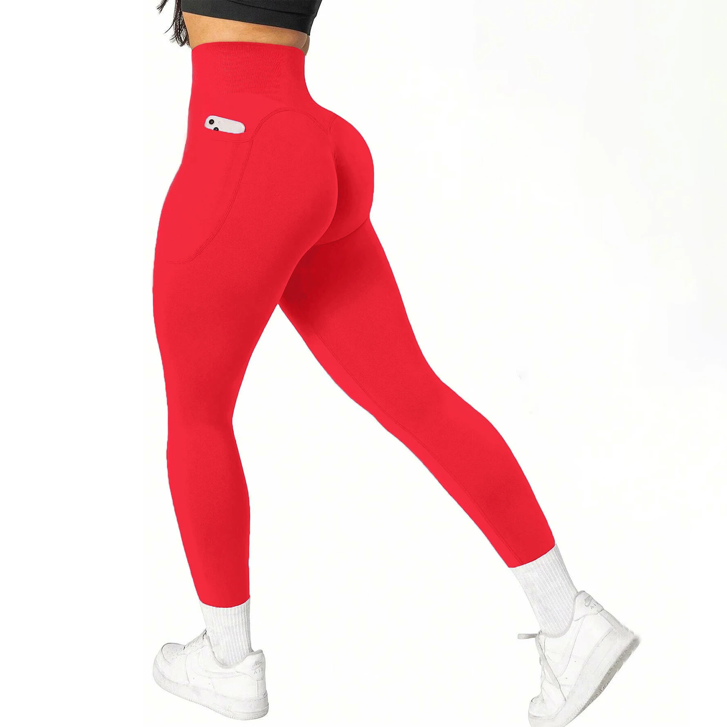 High Waisted Seamless Yoga Pants Butt Lifting Booty Sculpting Gym Leggings with Side Pockets Sexy Workout Tights for Women image 2