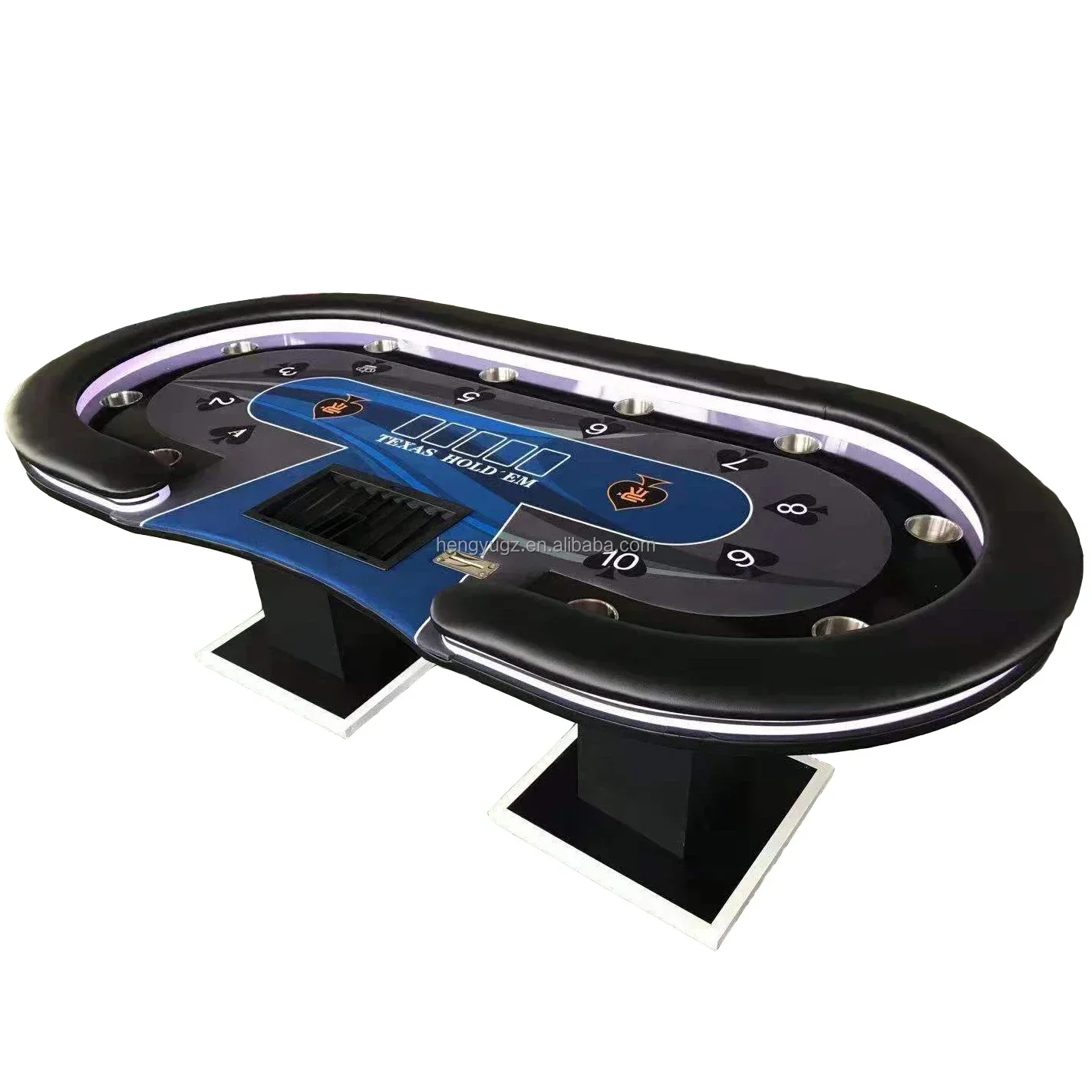 

Wholesale LED Poker Table Texas Hold Em Poker Classic Designed Custom 10 Seat Poker Gambling Table