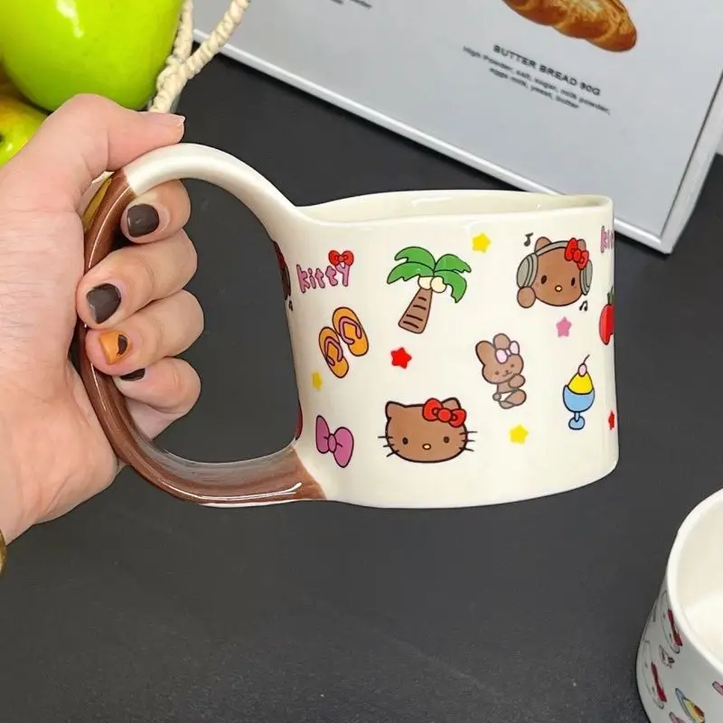 แก้วน้ำเซรามิกน้ำหนักเบา ลายการ์ตูนซานริโอ้ คิตตี้ เมโลดี้ ดีไซน์สวยงาม เหมาะสำหรับใช้ในบ้าน สำนักงาน หรือดื่มน้ำตอนเช้า
