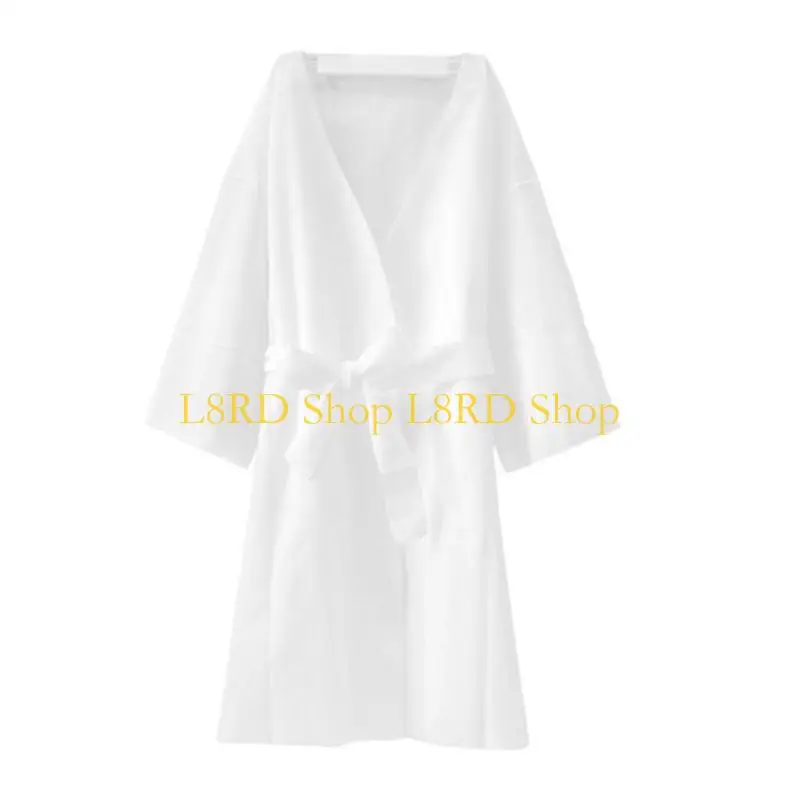 L8RD Friendly Disposable Bathrobe and Hair Caps Set for Travel and Spa Use