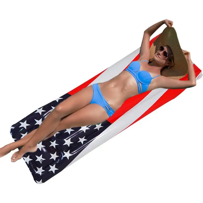 Adult Pool Float Floaties Inflatable For Swimming Pool 136kg Load Bearing Pool Accessories With American Flag Pattern Foldable