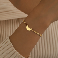 Stainless Steel Bracelets Design Sense Exquisite Moon Pendant   New Trendy  Metal Bracelet For Women Jewelry Best Friend Gifts