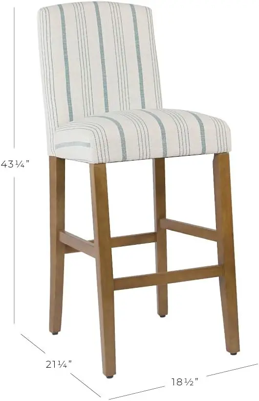 

Parsons Classic Upholstered High Back Curved Top Barstool, 29-Inch, Blue Calypso Stripe