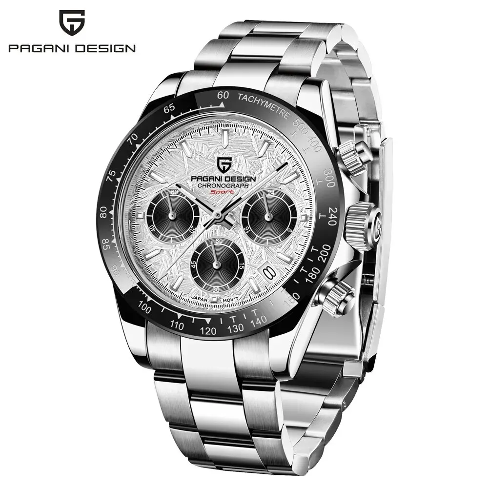 PAGANI DESIGN 2024 New Men\'s Watches Meteorite Dial Quartz Watch Men 100M Waterproof multifunction Sports Chronograph Watch Men