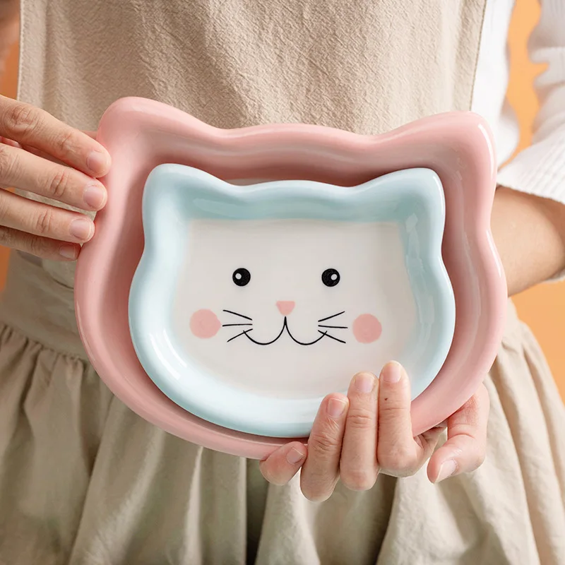 Ceramic Bowl for Cats and Dogs Eating Dish Canned Food Plate Pet Supplies