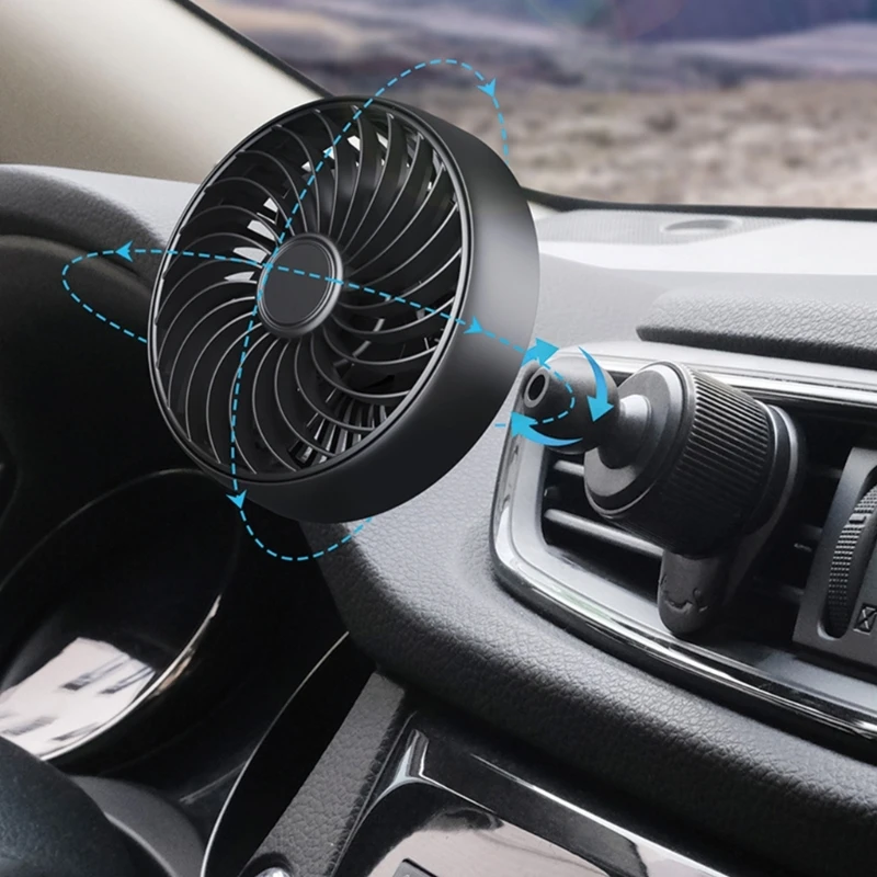  Portable USB Powered Car Air Vent Fan Plastic Quiet Operation 3 Speed Settings