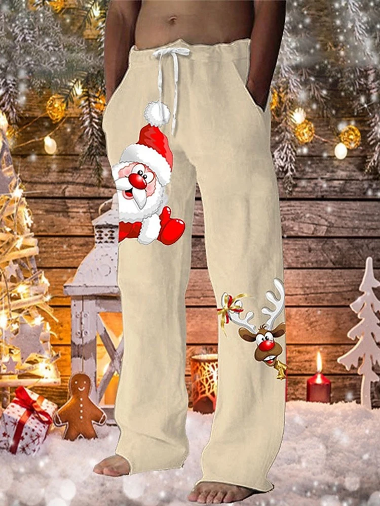 กางเกงลำลองผู้ชายลายหัวกะโหลกตลกๆ สำหรับฤดูใบไม้ร่วงคริสต์มาส ปี 2025 กางเกงลำลองใส่ได้ทุกวันและอเนกประสงค์ มีเชือกผูกเอว ไซส์ S-5XL