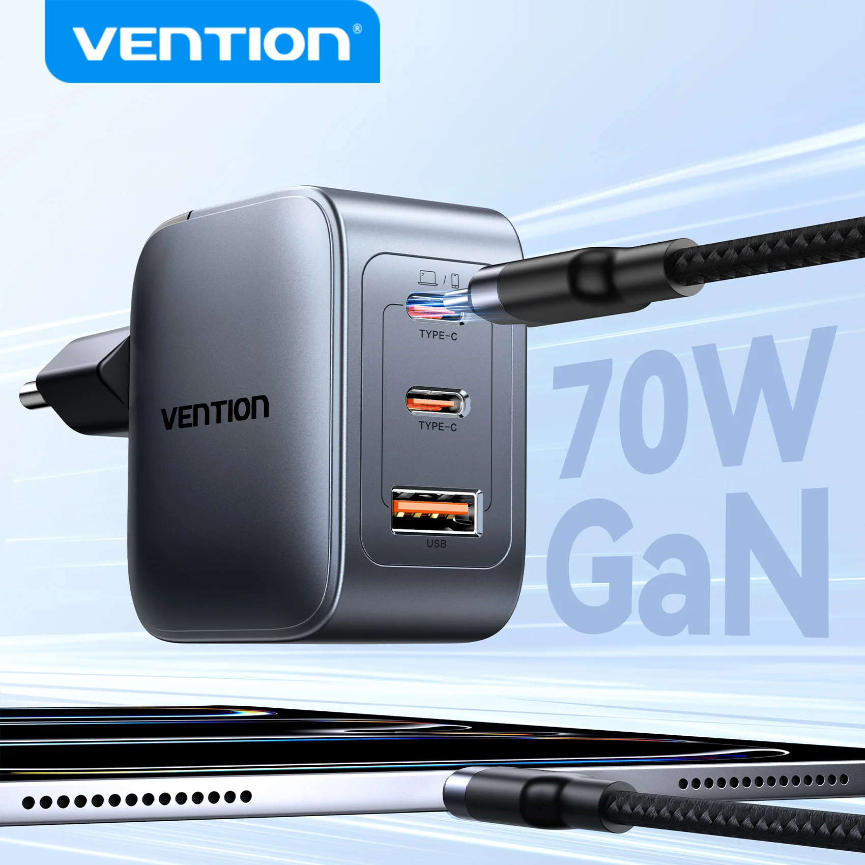 

Vention 65W GaN Charger Type C Quick Charge 4.0 3.0 USB Charger For iPhone 15 14 13 12 Pro Max Fast Charger For Laptop PD Charge