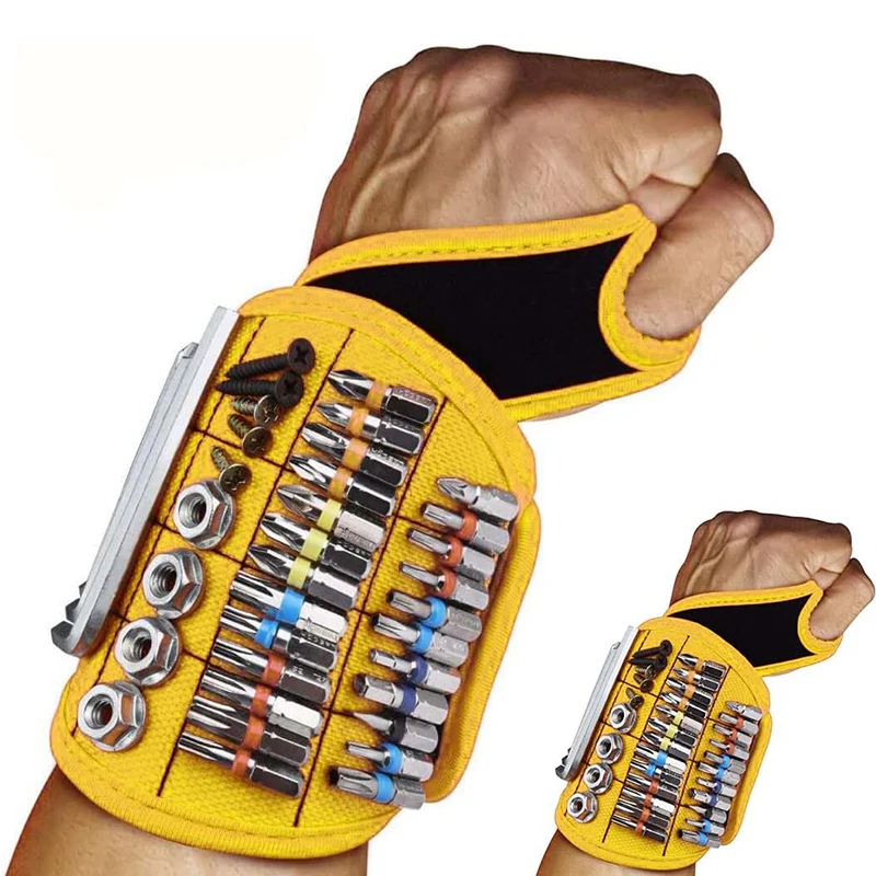 

2pcs Magnetic Wristband with Super Strong Magnets Holds Screws, Nails, Drill Bit. Unique Wrist Support Design