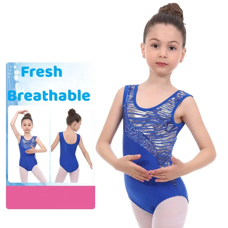 

Kids Color Matching Gymnastics Bodysuit Girls Ballet Dance Leotard Figure Skating Training Stage Performance Clothes Dancewear