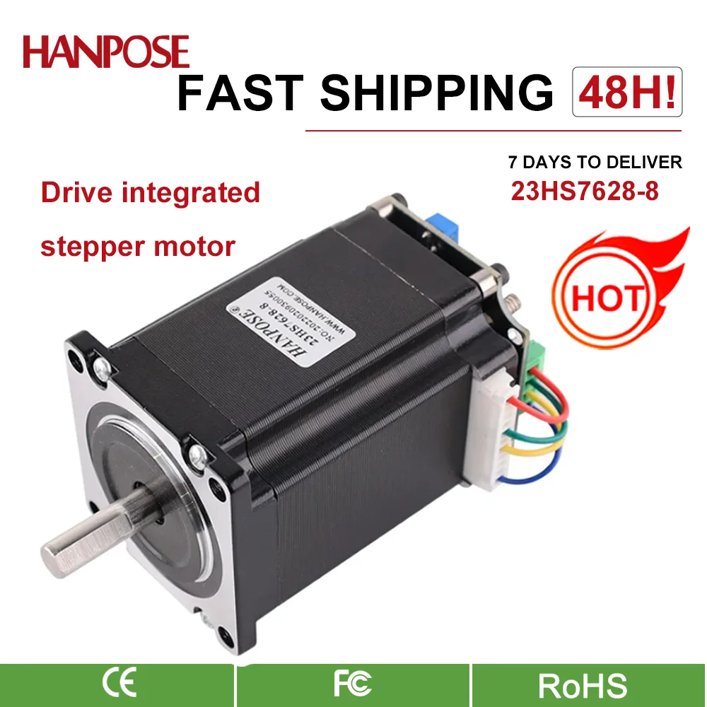 

Stepper Motor NEMA23 2.8A 189N.cm 23HS7628-DRV With Drive Integration Suitable For CNC Worm Wheel Edging Machine