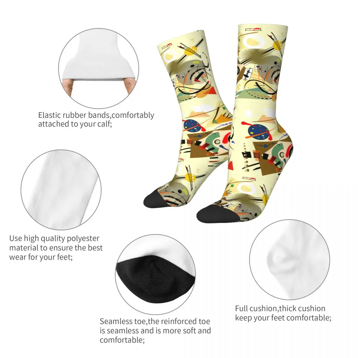 Wassily Kandinsky Fancy Curved Shapes Socks Men's Women's Warm Casual Expressionism Art Socks