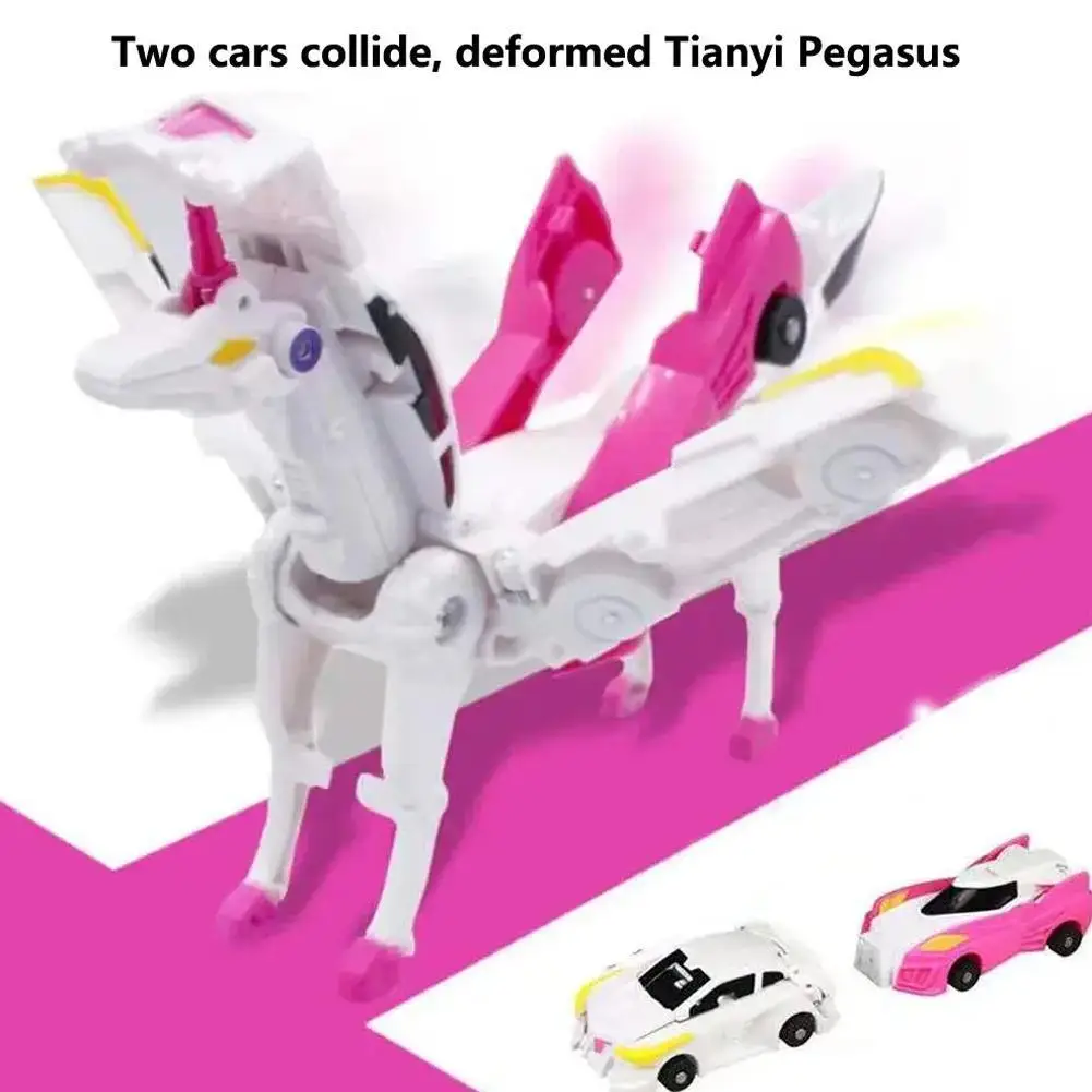 Unicorn Collision Transformation Car Toy Tianyi Pegasus Combination Separation Pull Back Transformation Robot Children's Toy Sim