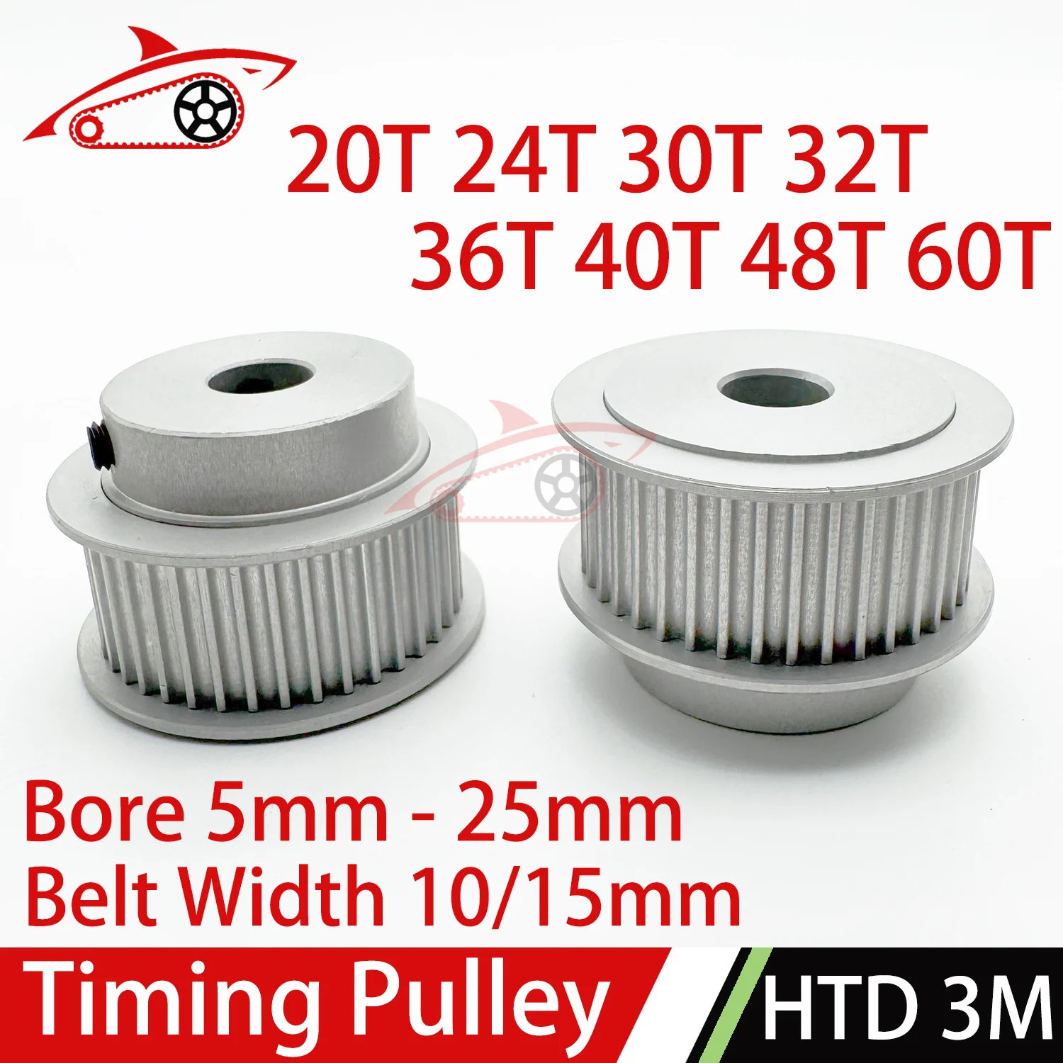 HTD 3M 20Teeth 24Teeth 30Teeth 40Teeth 48Teeth 60Teeth Timing Pulley Bore5-25mm Belt Width10/15mm Synchronous Wheel Belt Pulley