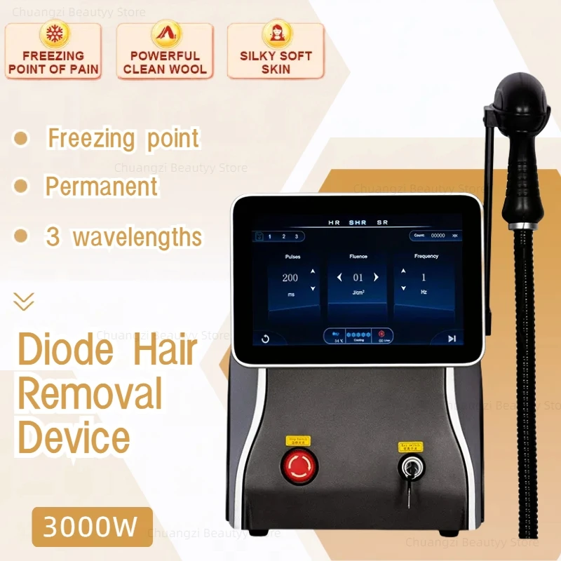 Hair Removal Machine NEW CE Certified 3000W 3 Wavelength Ice Platinum Hair Removal 755 808 1064nm Diode Laser Salon