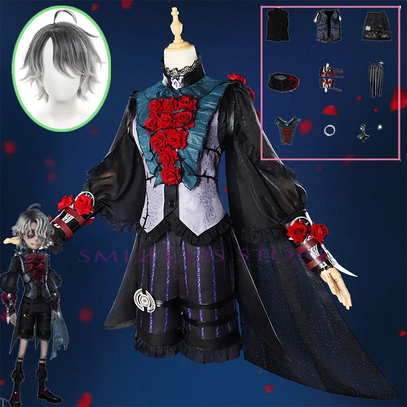 Luminary Emile Cosplay Game Identity V Cosplay Costume Patient Black Luxury Uniform Wig Set Halloween Party Play Outfit for Men