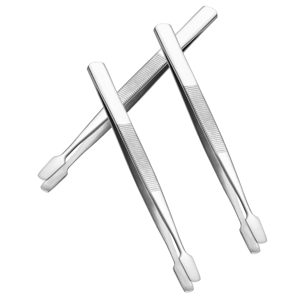 แหนบสแตนเลส 3 ชิ้น แหนบปลายแบนสำหรับงานฝีมือ สติ๊กเกอร์ รูปถ่าย ขนตา งานปั๊ม และอุปกรณ์สะสมแสตมป์