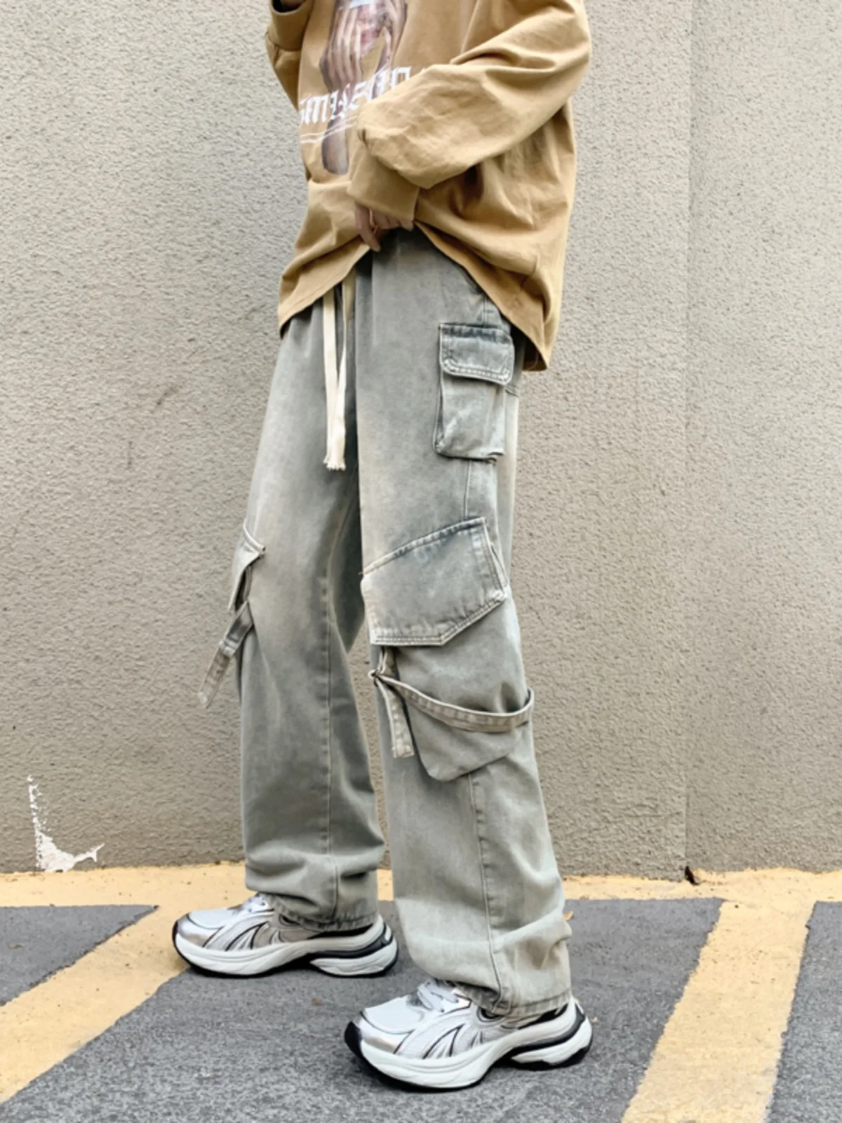 

American Sle Loose Straight Leg Men's Jeans Workwear Trendy Brand Autumn Winter New Arrival Casual Long Pants