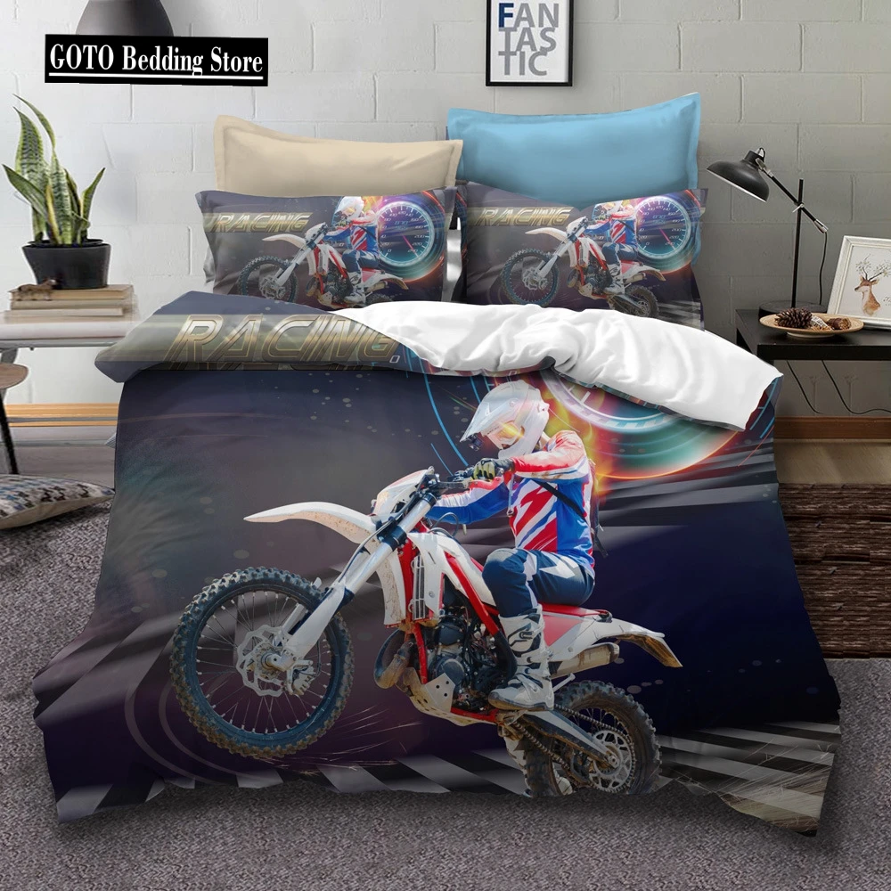 

100% High-quality Digital Printing Men Riding bedding quilt set cover king queen bed set comforter bedding sets luxury duvet set