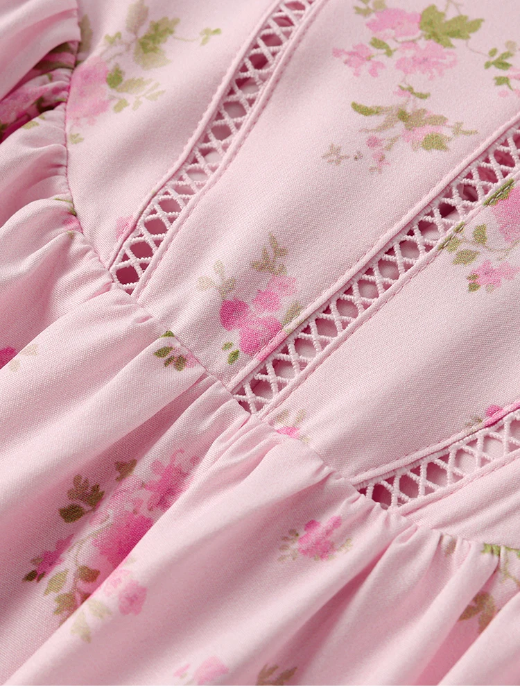 NewAsia Damenkleid mit Blumenmuster, Trägern, A-Linie, sexy hohem Schlitz, rückenfrei, zarten Ausschnitten, Sommerkleid für Party, Strand und Urlaub. – Detail 22