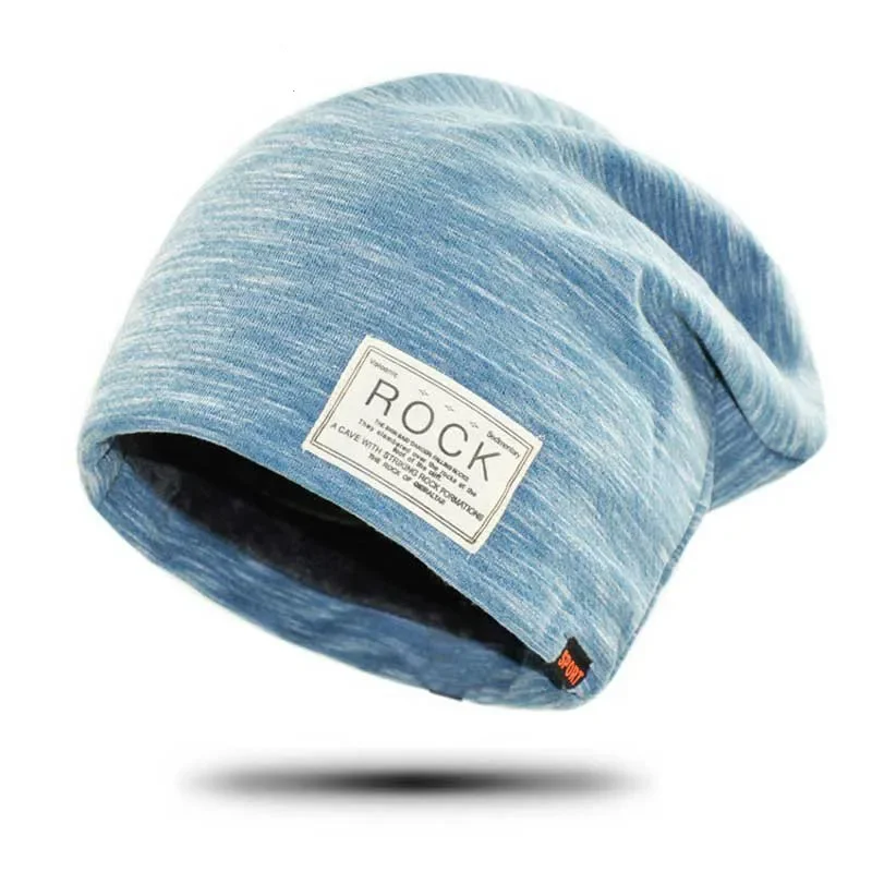 Rock Wool Hip Hop Beanie Winter Cap Men Fleece Hat Slouchy Male Baggy Caps Warm Skullies Knitted Wool Beanies Letter Rock Hats