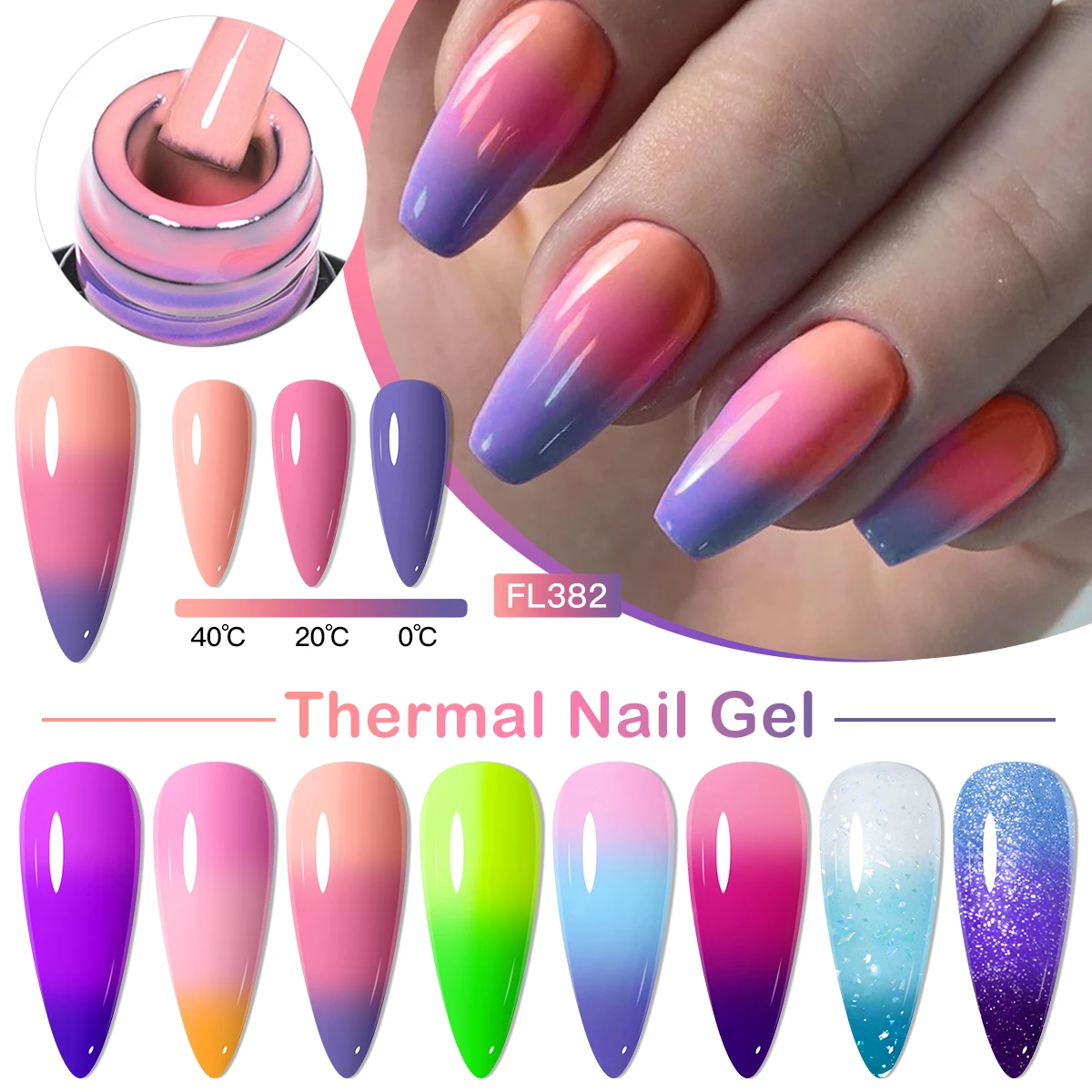 6個入り 7ml サーマルジェルネイルポリッシュセット 3層 温度変化ネイルアート UV LEDジェル セミパーマネント ソークオフ ネイルマニキュア