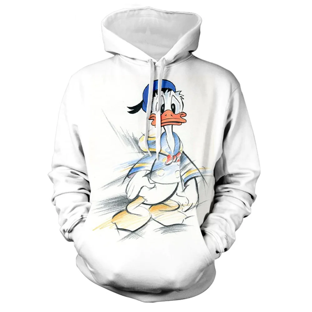 

2024 New Street Style Hoodies Men Women Autumn Long Sleeve Harajuku Disney Donald Duck and Mickey 3D Printed Casual Sweatshirt