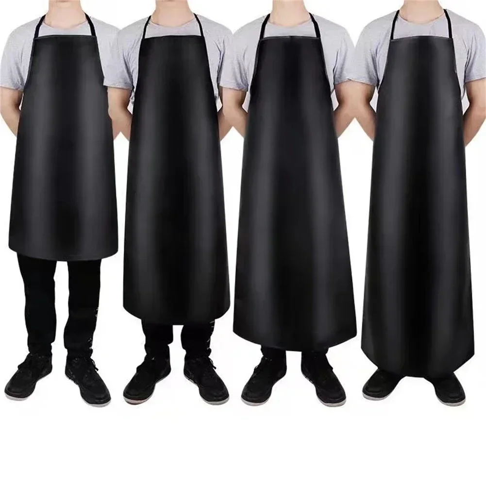 PVC Leather Apron Waterproof Oilproof Heavy Duty Apron For Kitchen Cleaner  Thermal Insulation Wear Electric Welding Aprons