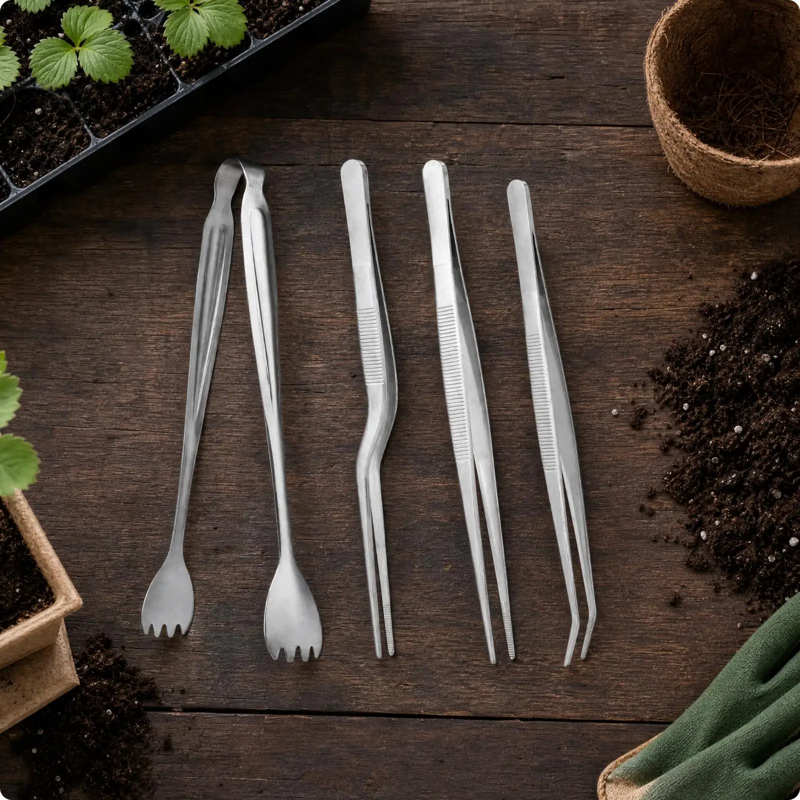 Seedling Transplant Gripper and Tweezers Set Long-Lasting Seedling Transplanting Gripper with Tweezers Sturdy Ergonomic