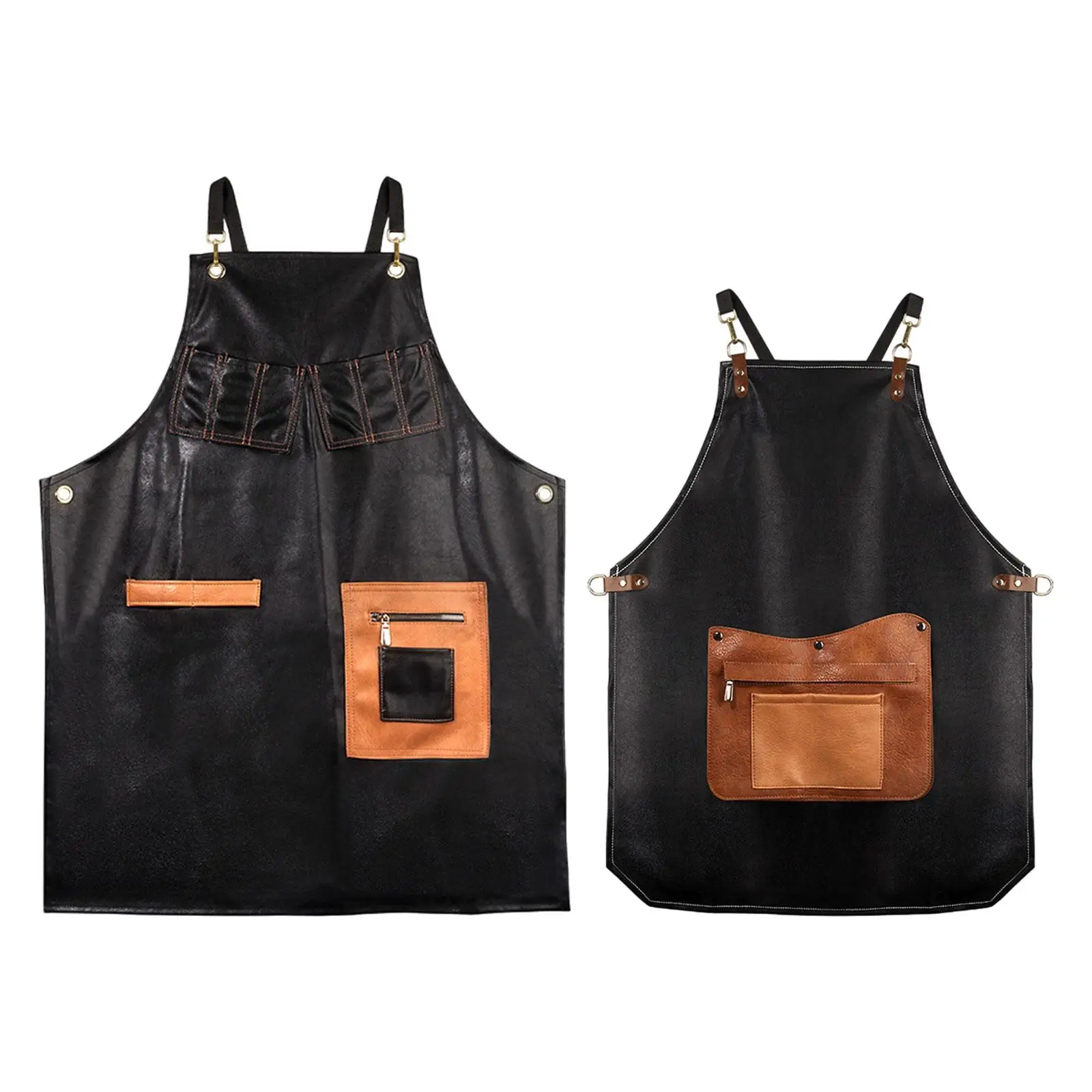 PU Leather Apron Coffee Shop Waiter Apron for Work Shop Restaurant Baking