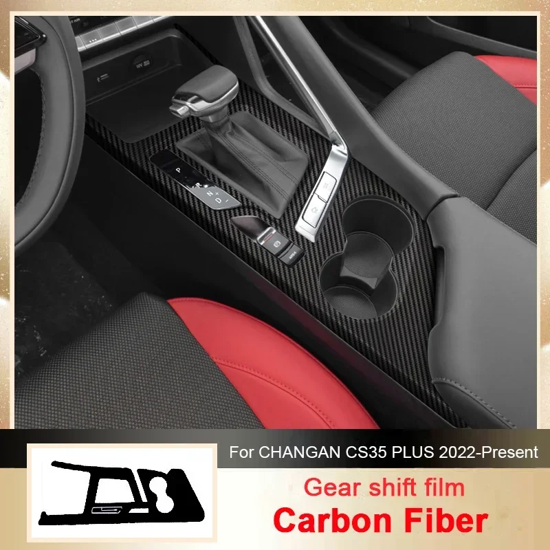 Car Carbon FGear Shift Box Sticker Window Lift Switch Door Handle Dash Cover Auto Parts For CHANGAN CS35 PLUS 2022-Present