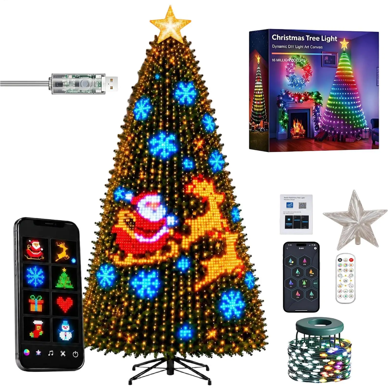 1.8/2.4M 400LEDs Christmas Lights Holiday String Lights with Star Shape, Smart LED Xmas Tree for Indoor Outdoor Decor