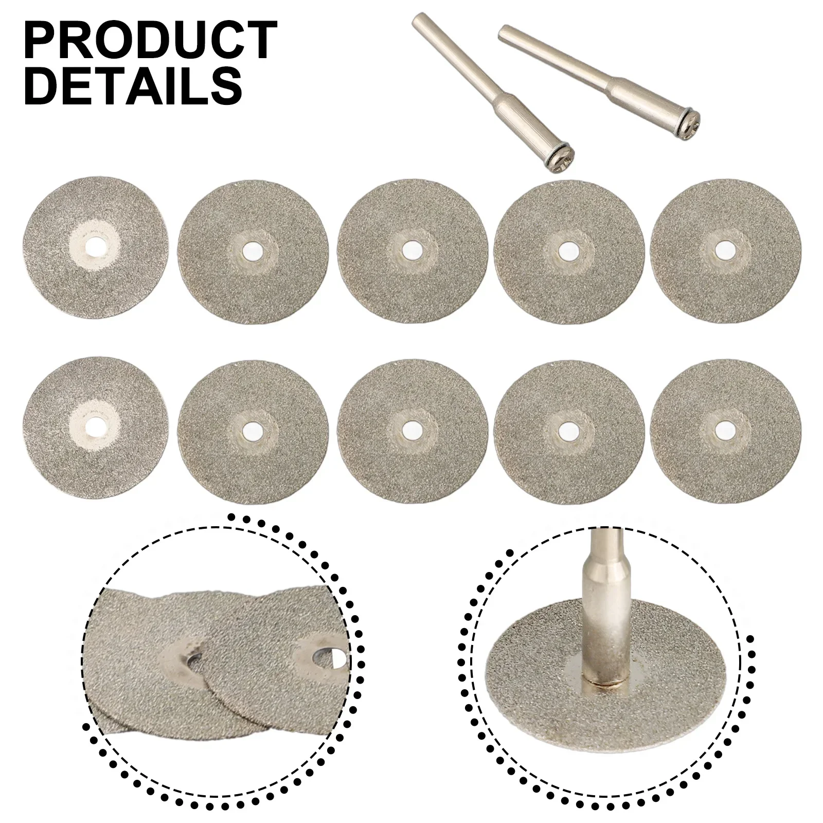 10pcs 22mm Diamond Cutting Disc Cut Off Mini Saw Blade With 2pcs Mandrel Abrasive Discs For Metal Glass Ceramics Cutting Tools