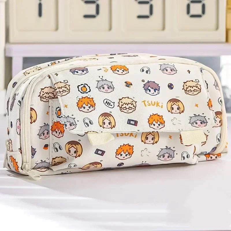 Anime Haikyuu Capacity Pencil Case Cartoon Canvas Stationery Box Kids Pen Case Students School Supplies Christmas Gift