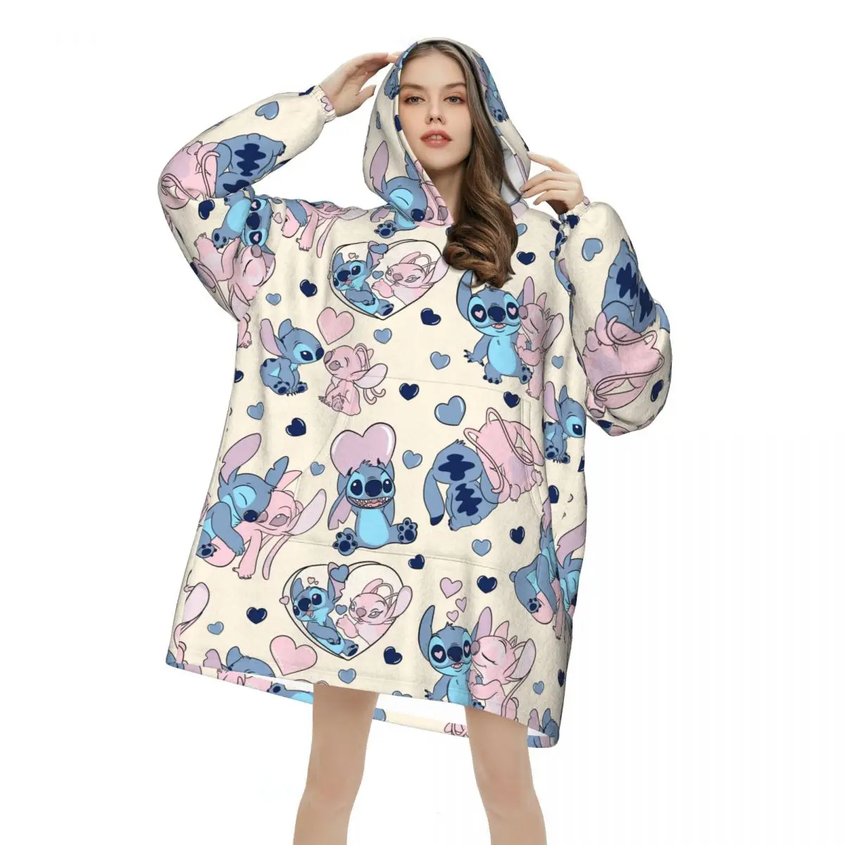 

Oversized Stitchs Wearable Blanket Winter Gifts for Women Men Ultrasoft Plush Warm Sweatshirt Blankets With Pocket