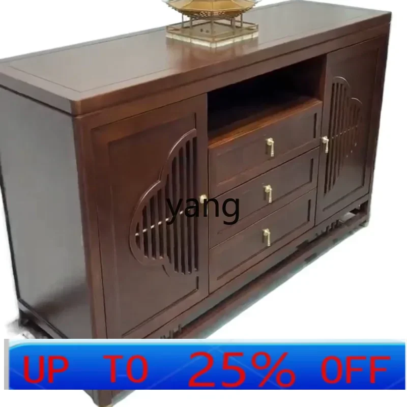 

LH new Chinese side cabinet solid wood modern simple living room tea side cabinet against the wall storage
