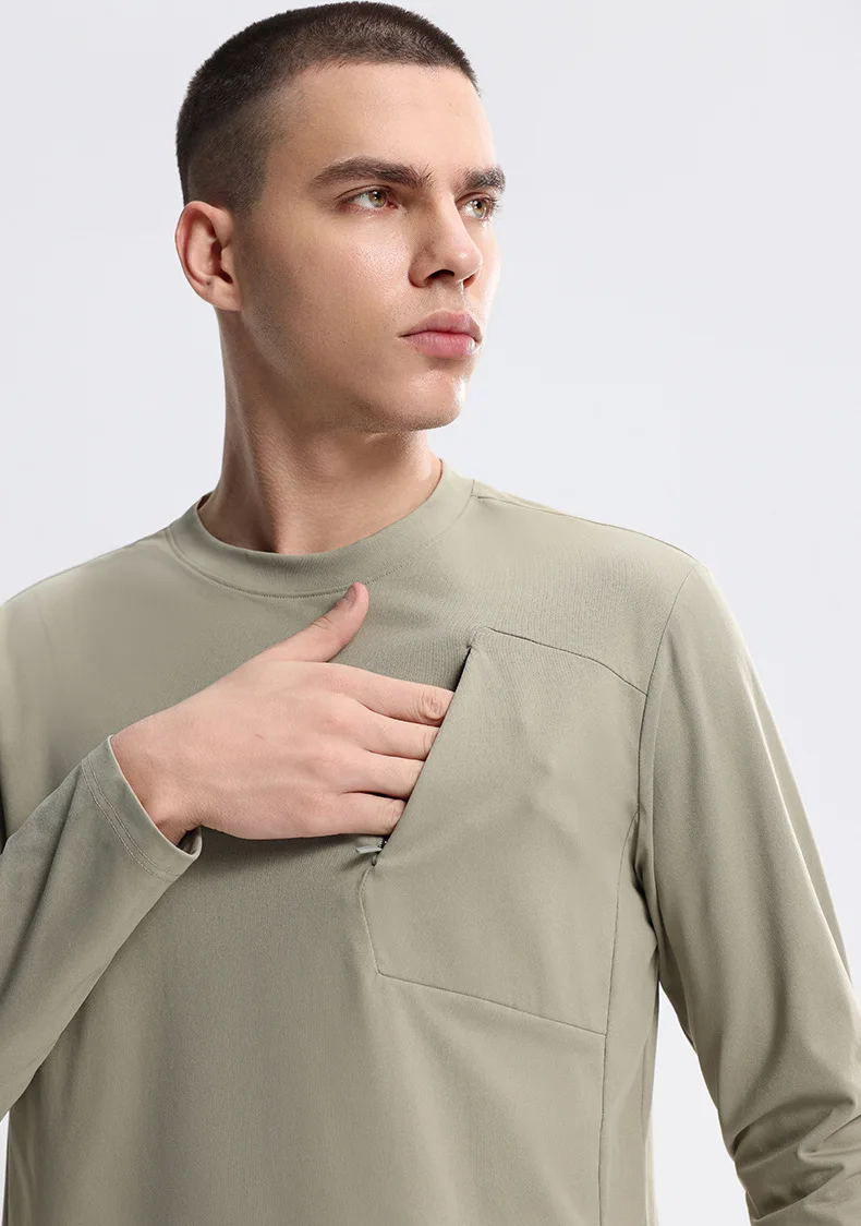 2026 Spring and Autumn Moisture-absorbing Quick-drying Sweater Round Neck Breathable Men's Long Sleeves Outdoor Sports