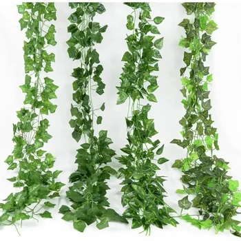 인공 IVY 잎 등나무 인조 포도 달콤한 덩굴, 작은 녹색 잎 식물 화환, IVY 크리퍼 화환, 홈 레스토랑 장식, 2.1M
